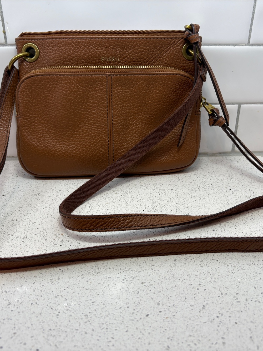 Fossil Brown Leather Crossbody Bag